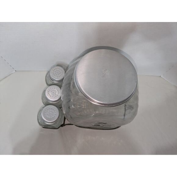 Vintage Hoosier S Embossed Glass Jar Set 3 Shakers‎ & Stand CTW Home Collection - Picture 2 of 11